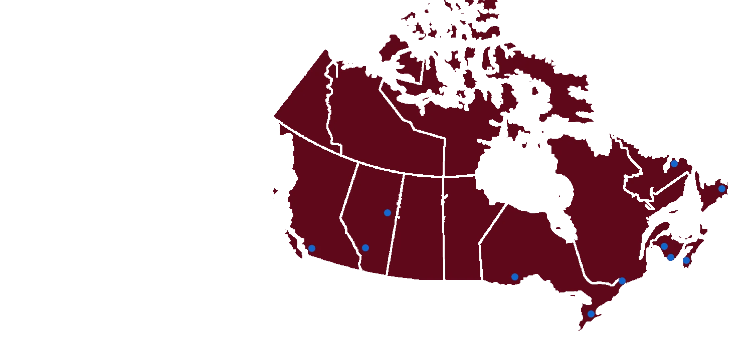 Distributor locations across Canada